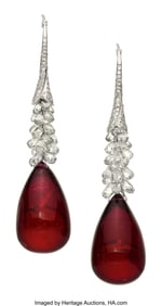 55246&colon; Tourmaline&comma; Diamond&comma; White Gold Earrings  Stones