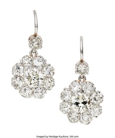 55298&colon; Diamond&comma; Platinum-Topped Gold Earrings  Stones&colon; 