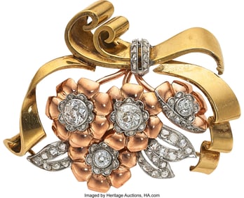 55299&colon; Retro Diamond&comma; Platinum&comma; Gold Brooch  Stones&colon; Eu