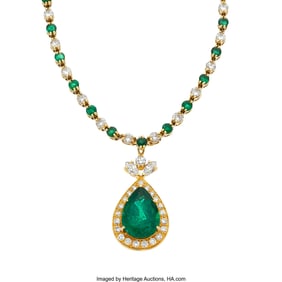 55417&colon; Zambian Emerald&comma; Diamond&comma;  Gold Convertible Neck