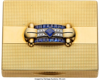 55303&colon; Cartier Retro Sapphire&comma; Diamond&comma; Gold Compact  S