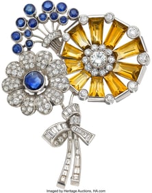 55307&colon; Sapphire&comma; Diamond&comma; Citrine&comma; Platinum&comma;  White Gol