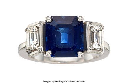 55425&colon; Sapphire&comma; Diamond&comma; Platinum&comma; Palladium Ring  Sto