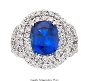55426&colon; Sapphire&comma; Diamond&comma; Platinum Ring  Stones&colon; Cushio