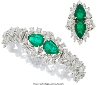 55314&colon; Linz Emerald&comma; Diamond&comma; Platinum Jewelry Suite&comma;  