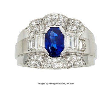 55429&colon; Kashmir Sapphire&comma; Diamond&comma; Platinum&comma; Gold Ring  