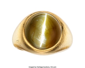 55152&colon; Cat's-Eye Chrysoberyl&comma; Gold Ring  Stones&colon; Cat's-