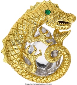 55431&colon; David Webb Emerald&comma; Rock Crystal Quartz&comma;  Gold B
