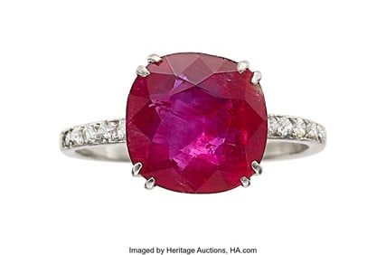 55433&colon; Burma Ruby&comma; Diamond&comma; Platinum Ring  Stones&colon; Cush