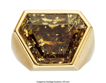 55155&colon; Fancy Dark Brown-Yellow Diamond&comma; Gold Ring  Ston
