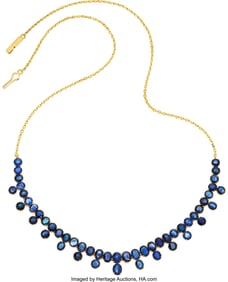 55401&colon; Sapphire&comma; Gold Necklace  Stones&colon; Oval and round-