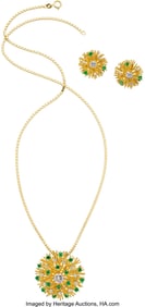 55320&colon; Diamond&comma; Emerald&comma; Gold Jewelry Suite  Stones&colon; Ro