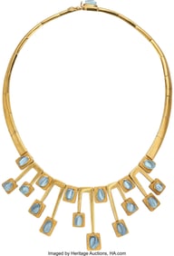 55322&colon; Burle Marx Aquamarine&comma; Gold Necklace&comma; circa 1970