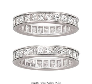 55437&colon; Diamond&comma; Platinum Eternity Bands  Stones&colon; Square