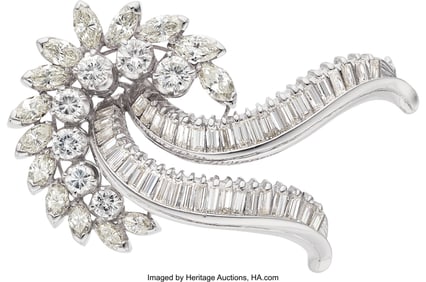 55324&colon; Diamond&comma; Platinum Brooch  Stones&colon; Baguette&comma; marq