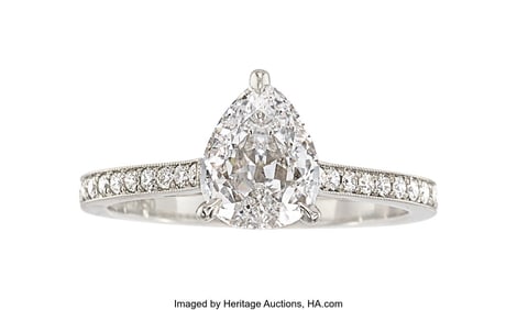 55325&colon; Diamond&comma; Platinum Ring  Stones&colon; Pear-shaped diam