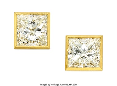 55441&colon; Diamond&comma; Gold Earrings  Stones&colon; Square and recta