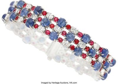 55327&colon; Burma Sapphire&comma; Spinel&comma; Diamond&comma;  Platinum Brace