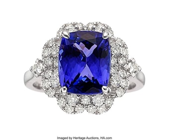 55409&colon; Tanzanite&comma; Diamond&comma; White Gold Ring  Stones&colon; Cus