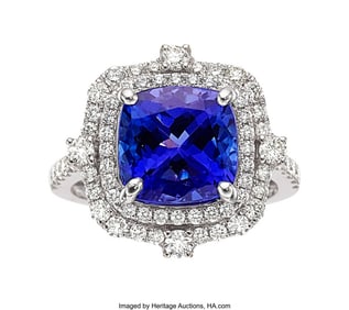 55164&colon; Tanzanite&comma; Diamond&comma; White Gold Ring  Stones&colon; Cus