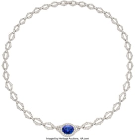55453&colon; Tanzanite&comma; Diamond&comma; Platinum Convertible Necklac