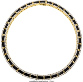 55454&colon; Bernard Passman Black Coral&comma; Diamond&comma;  Gold Neck