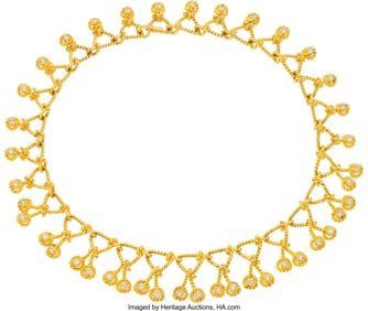 55459&colon; Verdura Diamond&comma; Gold Necklace  Stones&colon; Full-cut