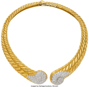 55461&colon; David Webb Diamond&comma; Platinum&comma; Gold Necklace  Sto