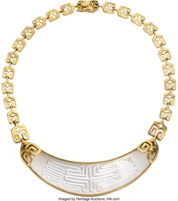 55463&colon; Lalaounis Rock Crystal Quartz&comma; Gold Necklace  St