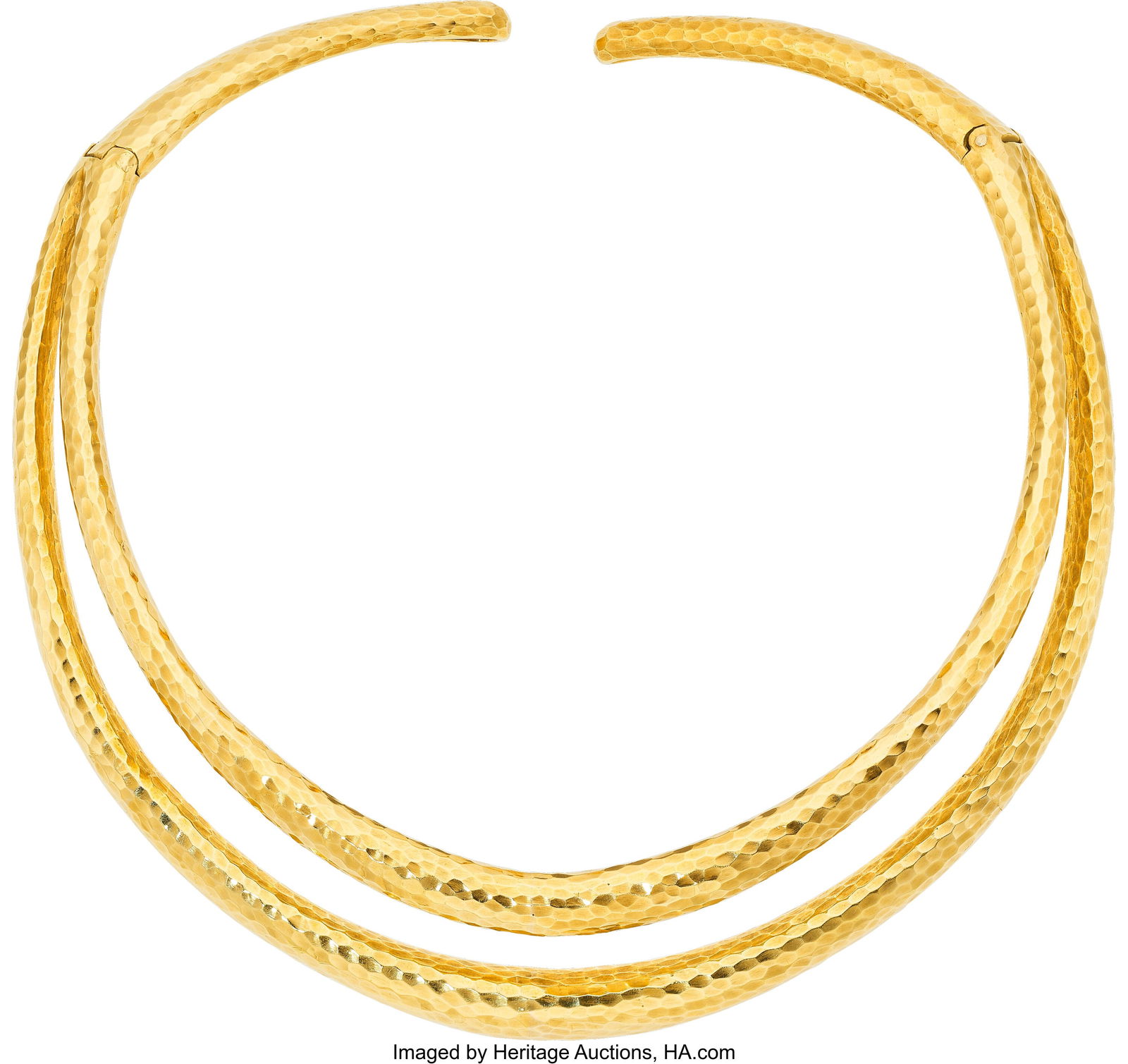 Andrew Clunn Gold Necklace Metal: 18k gold Mark: Andrew Clunn Gold Necklace Metal: 18k gold Marked: for Andrew Clunn Weight: 115.70 grams Dimensions: 14 inches x 7/8 inch Property Sold to Benefit the St. Vin