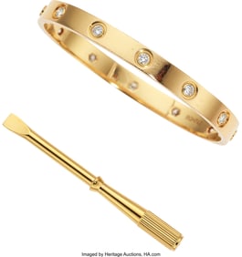 55500&colon; Cartier Diamond&comma; Gold Bracelet   Stones&colon; Full-cu