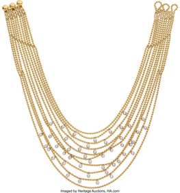 55501&colon; Cartier Diamond&comma; Gold Necklace  Stones&colon; Full-cut