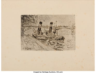 31070: Paul Signac (French, 1863-1935) Le pont des arts
