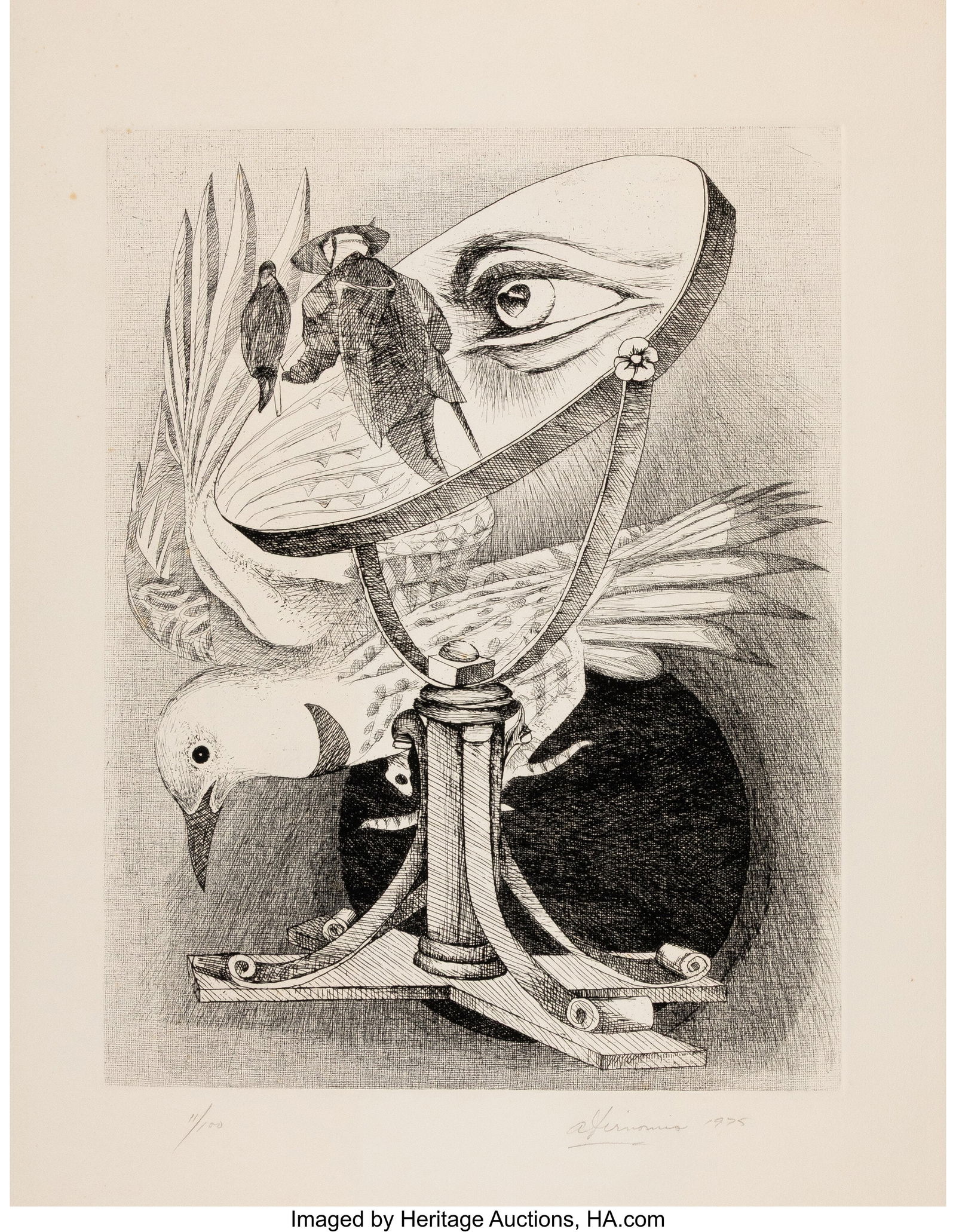 Rita Simon (Atirnomis) (American, 1938-1987) Unt: Rita Simon (Atirnomis) (American, 1938-1987) Untitled, 1975 Etching on wove paper 28-7/8 x 22-1/4 inches (73.3 x 56.5 cm) (sheet) Ed. 11/100 Signed and editioned in pencil along lower edge Property fr