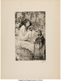 31074: Frantisek Kupka (Czech, 1871-1957) Nude with Goa