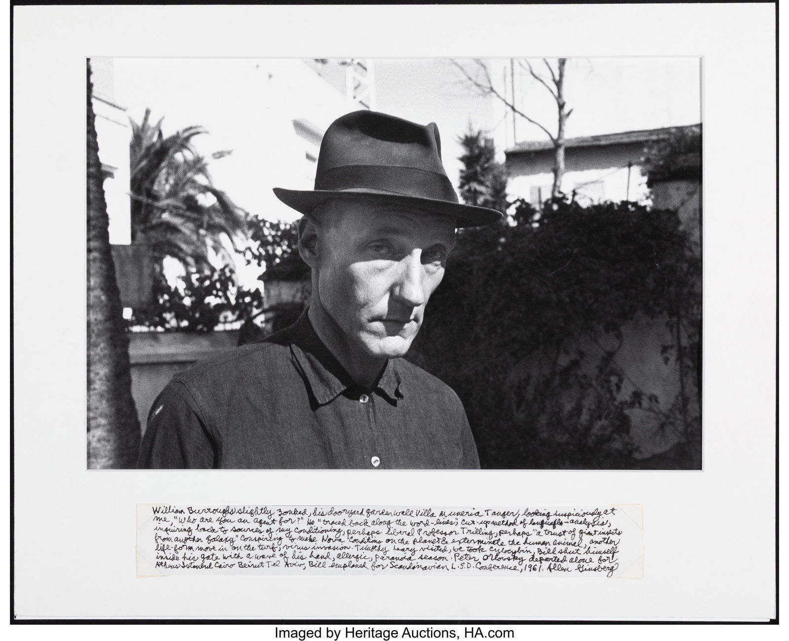 Allen Ginsberg (American, 1926-1997) William Bur: Allen Ginsberg (American, 1926-1997) William Burroughs, 1961 Gelatin silver print, printed before 1997 11-1/8 x 16-1/2 inches (28.3 x 41.9 cm&rpa