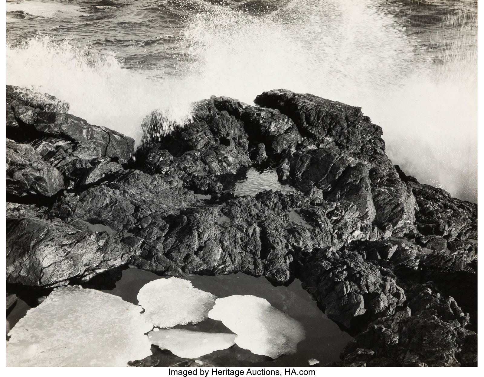 Paul Caponigro (American, 1932-2024) Untitled (W: Paul Caponigro (American, 1932-2024) Untitled (Waves Crashing), 1958 Gelatin silver print 10-1/4 x 10-1/4 inches (26.0 x 26.0 cm) (