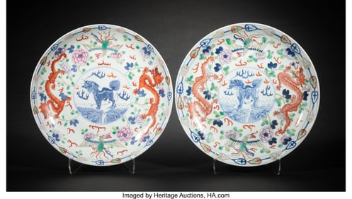 78091&colon; A Pair of Chinese Iron Red Decorated Famille Ros