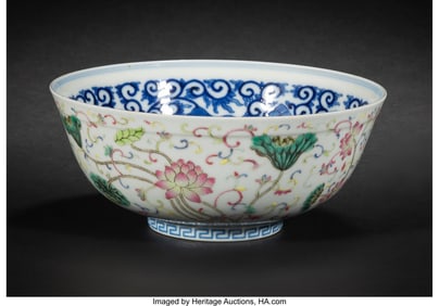 78096&colon; A Chinese Famille Rose and Underglaze Blue 'Lotu