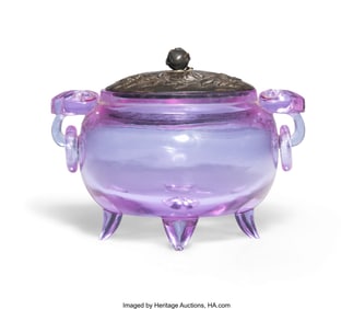 78115&colon; A Chinese Violet Peking Glass Urn with Silver Co