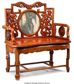 78123&colon; A Chinese Marble-Inset Huanghuali Armchair&comma; 20th