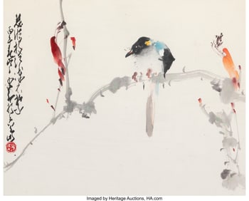 78132&colon; Zhao Shao'ang &lpar;Chinese&comma; 1905-1998&rpar; Sparrow on Br