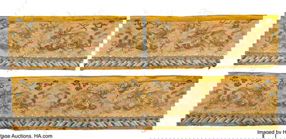 78136&colon; A Group of Three Chinese Silk Embroidered Yellow