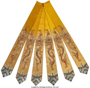 78137&colon; A Group of Six Chinese Yellow-Ground Embroidered