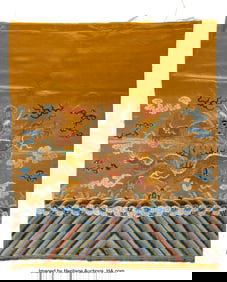78138&colon; A Chinese Silk Embroidered Yellow-Ground 'Dragon