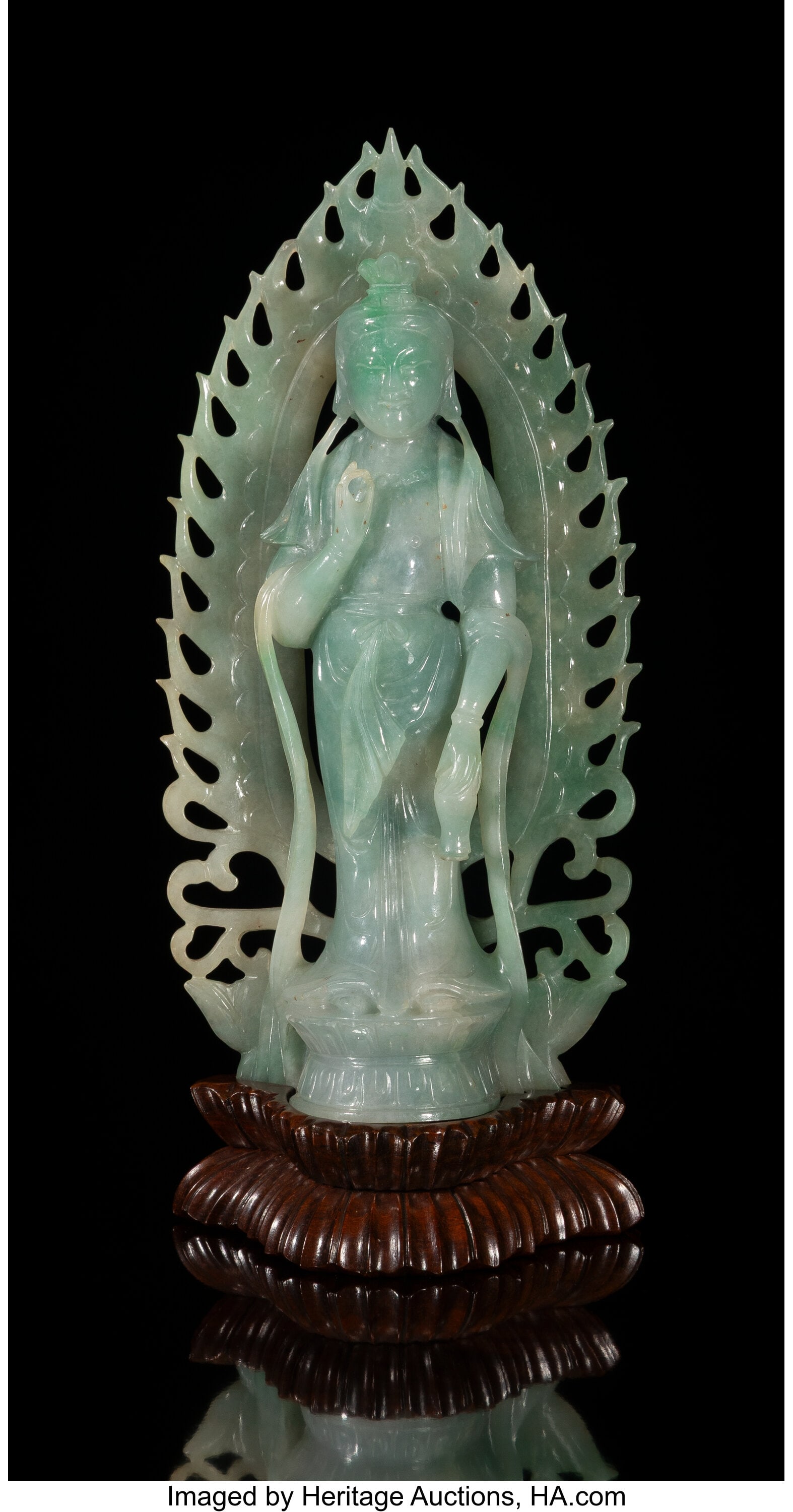 A Chinese Carved Jadeite Figure of Guanyin, 20th (1 of 2)