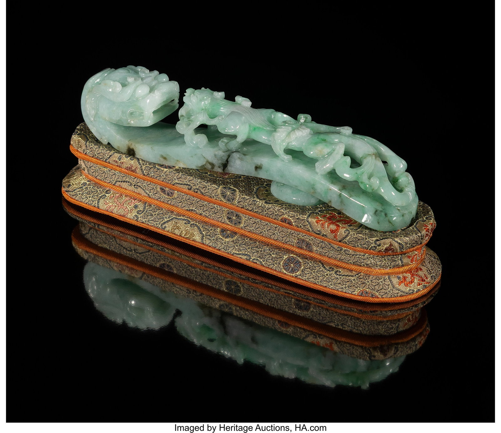 A Chinese Carved Jadeite 'Dragon' Belt Hook, 20t (1 of 3)