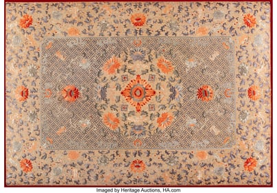 78140&colon; A Chinese Silk Embroidered 'Floral Panel'&comma; Qing 