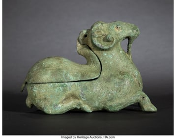 78145&colon; A Chinese Archaistic Ram-Form Lamp 3-3&sol;4 x 5-1&sol;4
