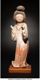 78065&colon; A Chinese Painted Pottery Figure of A Court Lady